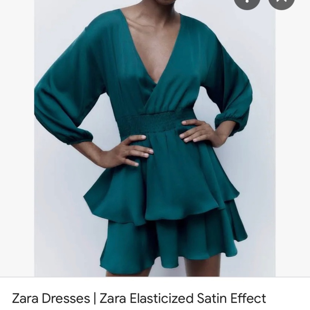 NWOT ZARA ELASTICIZED SATIN EFFECT DRESS